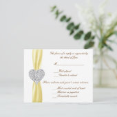 Diamond Heart Yellow Wedding Response Card RSVP Karte (Stehend Vorderseite)