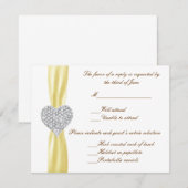 Diamond Heart Yellow Wedding Response Card RSVP Karte (Vorne/Hinten)