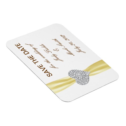 Diamond Heart Yellow Wedding Save the Date Magnet (Rechte Seite)