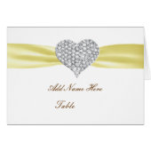 Diamond Heart Yellow Wedding Table Platzkarte (Vorderseite (Horizontal))