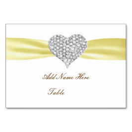 Diamond Heart Yellow Wedding Table Platzkarte Tischnummer