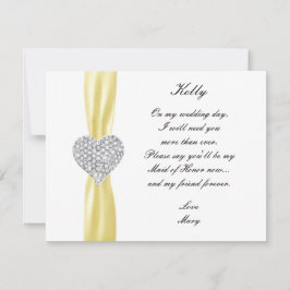 Diamond Heart Yellow Wedding Trauzeugin Card Einladung