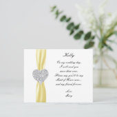 Diamond Heart Yellow Wedding Trauzeugin Card Einladung (Stehend Vorderseite)