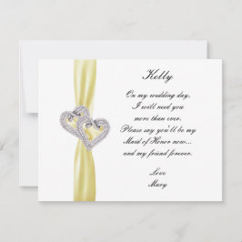 Diamond Heart Yellow Wedding Trauzeugin Card Einladung