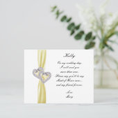 Diamond Heart Yellow Wedding Trauzeugin Card Einladung (Stehend Vorderseite)