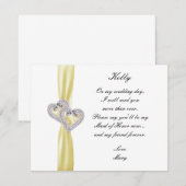 Diamond Heart Yellow Wedding Trauzeugin Card Einladung (Vorne/Hinten)