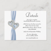 Diamond Hearts Blue Ribbon Wedding Details Begleitkarte (Vorderseite)