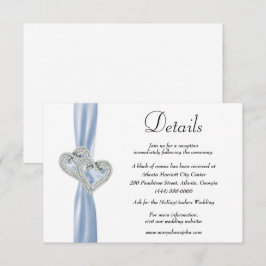 Diamond Hearts Blue Ribbon Wedding Details Begleitkarte