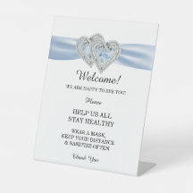 Diamond Hearts Blue Ribbon Wedding Safety