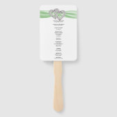 Diamond Hearts Green Wedding Program Fans Fächer (Rückseite)