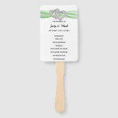 Diamond Hearts Green Wedding Program Fans Fächer (Vorderseite)