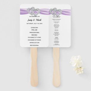 Diamond Hearts Lila Wedding Program Fans Fächer