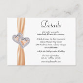 Diamond Hearts Orange Ribbon Wedding Details Begleitkarte (Vorderseite)
