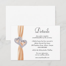 Diamond Hearts Orange Ribbon Wedding Details Begleitkarte