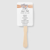 Diamond Hearts Orange Wedding Program Fans Fächer (Vorderseite)