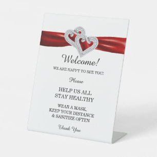 Diamond Hearts Red Ribbon Wedding Safety Sockelschild