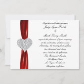 Diamond Hearts Red Wedding Einladung (Vorderseite)
