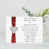 Diamond Hearts Red Wedding Einladung (Stehend Vorderseite)