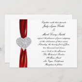 Diamond Hearts Red Wedding Einladung (Vorne/Hinten)
