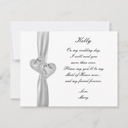 Diamond Hearts White Wedding Trauzeugin Card Einladung (Vorderseite)