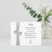 Diamond Hearts White Wedding Trauzeugin Card Einladung (Stehend Vorderseite)