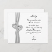 Diamond Hearts White Wedding Trauzeugin Card Einladung (Vorne/Hinten)