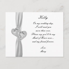Diamond Hearts White Wedding Trauzeugin Card Einladung