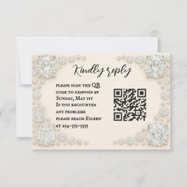 Diamond Heirloom QR Code Wedding RSVP Card Karte