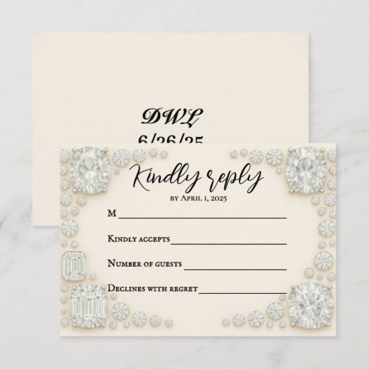 Diamond Heirloom Wedding RSVP Card (Vorne/Hinten)