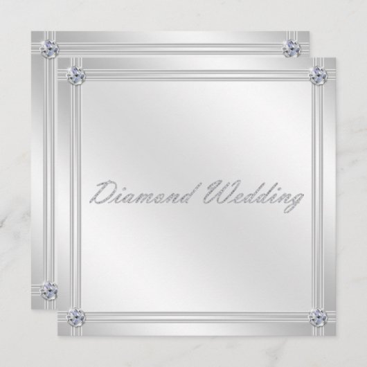 Diamond Hochzeitstag Einladung in Silber (Vorne/Hinten)