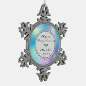 Diamond Holographic 10. Wedding Jubiläum Schneeflocken Zinn-Ornament (Links)