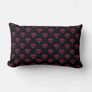 Diamond - Hot Pink auf Schwarz Lendenkissen