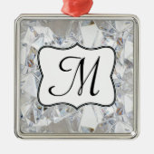 Diamond Ice Crystal Glit Monogram, Initial Ornamen Silbernes Ornament (Vorne)