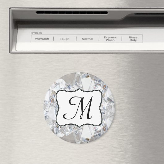 Diamond Ice Crystal Glitz Monogram Initial Magnet (In Situ (Geschirrspüler))