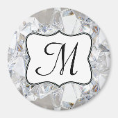 Diamond Ice Crystal Glitz Monogram Initial Magnet (Vorne)