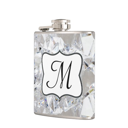 Diamond Ice Crystal Glitz Monogram Whiskey Flask Flachmann (Links)