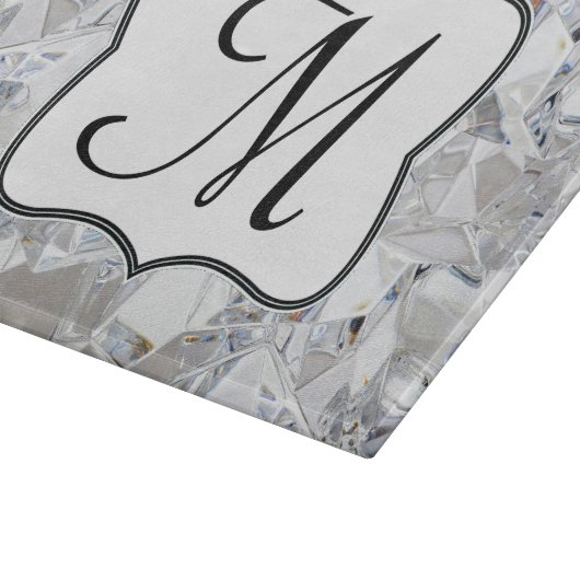 Diamond Ice Crystal Monogram Glass Cutting Board Schneidebrett (Ecke)