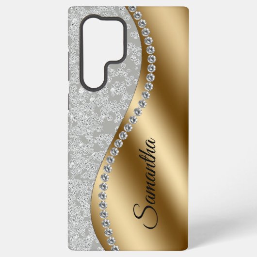 Diamond Imitats Bling Gold Metall Personalisiert G Samsung Galaxy Hülle (Rückseite)