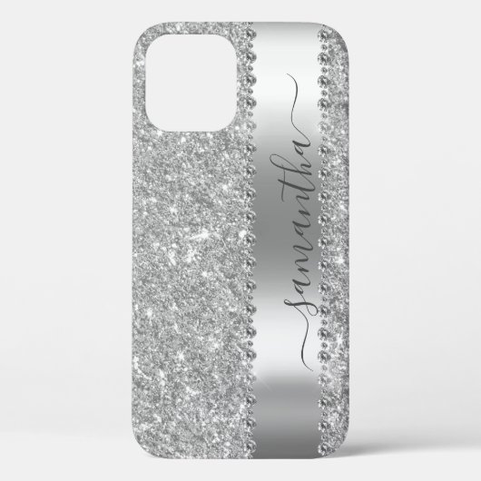 Diamond Imitats Glitzer Kalligraphie Name Silver Case-Mate iPhone Hülle (Rückseite)