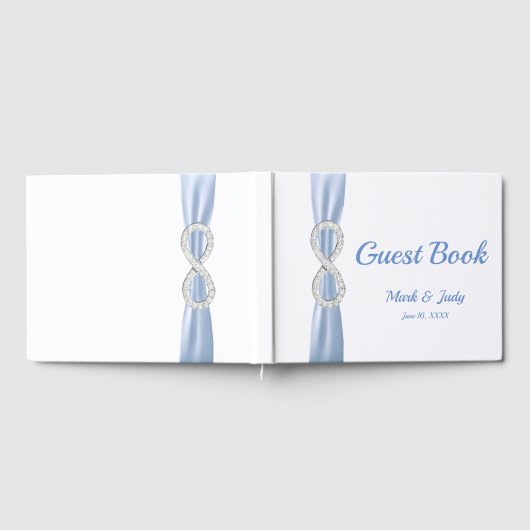 Diamond Infinity Blue Ribbon Wedding Guestbook Gästebuch (Voll)