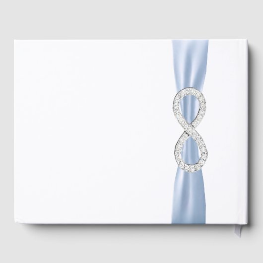 Diamond Infinity Blue Ribbon Wedding Guestbook Gästebuch (Rückseite)