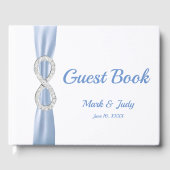 Diamond Infinity Blue Ribbon Wedding Guestbook Gästebuch (Vorderseite)