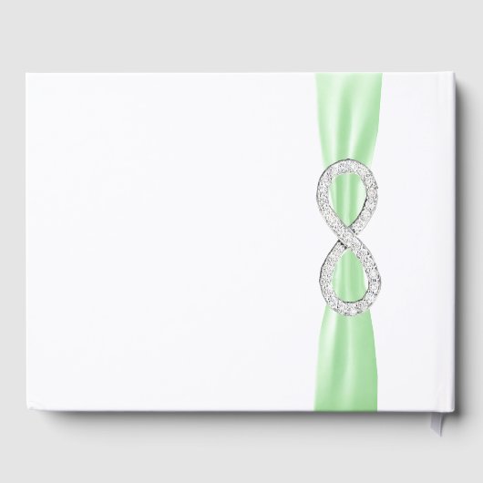 Diamond Infinity Green Ribbon Wedding Guestbook Gästebuch (Rückseite)