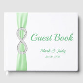 Diamond Infinity Green Ribbon Wedding Guestbook Gästebuch (Vorderseite)
