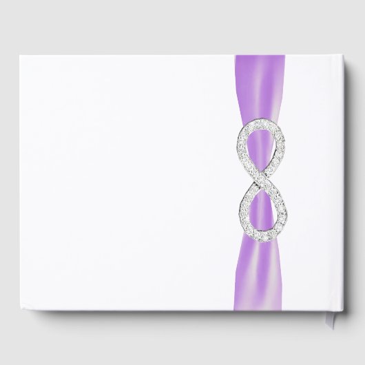 Diamond Infinity Lila Ribbon Wedding Guestbook Gästebuch (Rückseite)
