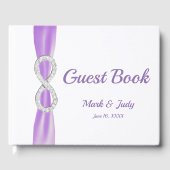 Diamond Infinity Lila Ribbon Wedding Guestbook Gästebuch (Vorderseite)
