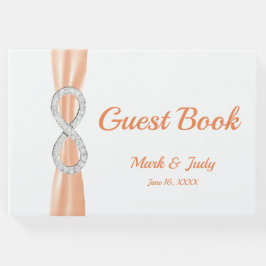 Diamond Infinity Orange Ribbon Wedding Guestbook Gästebuch
