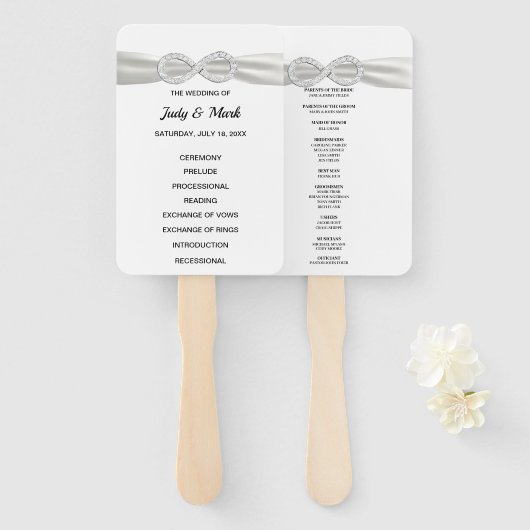 Diamond Infinity Wedding Program Fans Fächer (Vorne und Hinten)