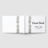 Diamond Infinity White Ribbon Wedding Guestbook Gästebuch (Voll)