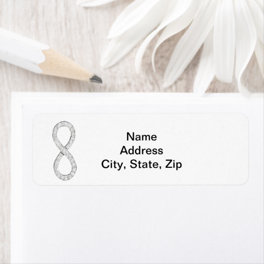 Diamond Infinity White Wedding Address Labels (Insitu)